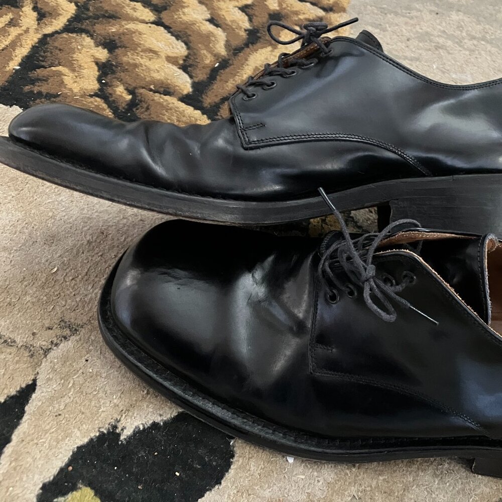 Dolce Gabbana Lace-up Oxford Square Toe Vintage Black Leather Men's 11